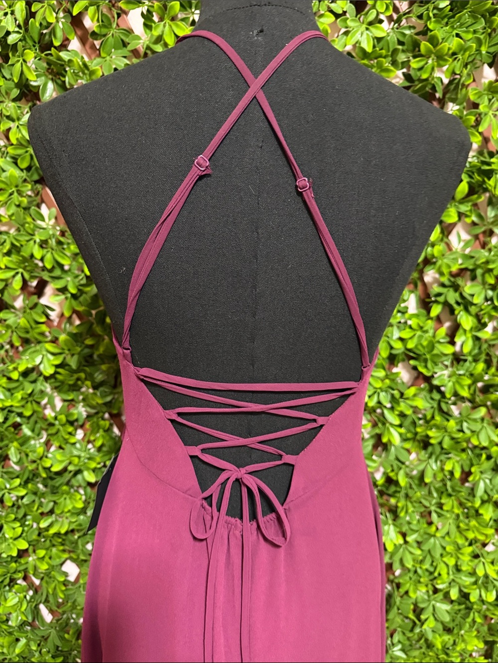 NWT-In Love Forever Plum Lace-Up High-Low Maxi Dress - Picture 11 of 16